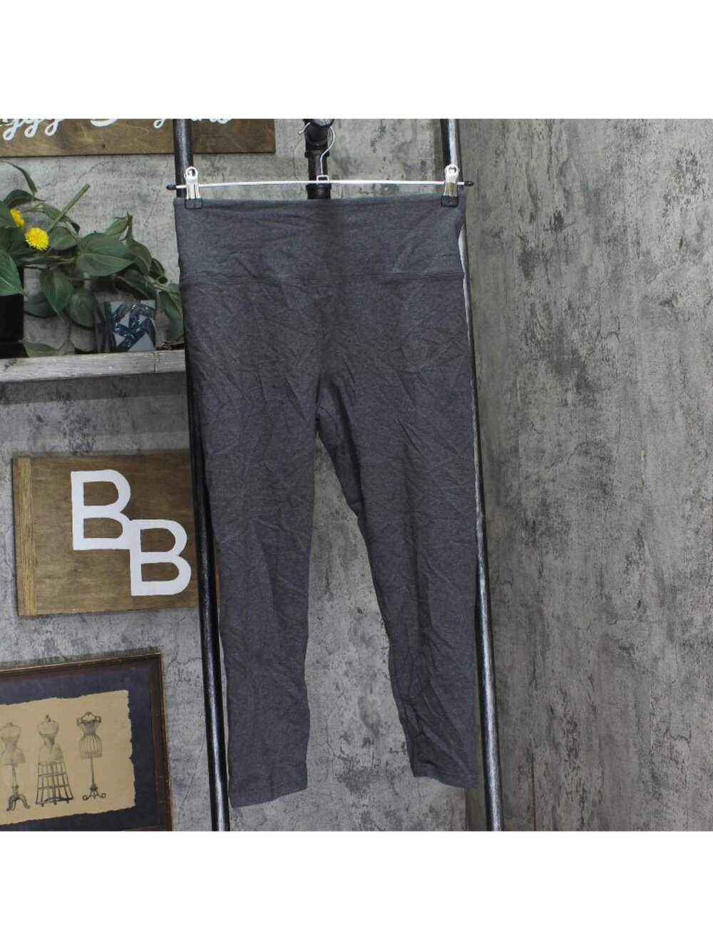 Style & Co Knit Stretch Yoga Tummy-Control Leggings Charcoal Heather Gray M